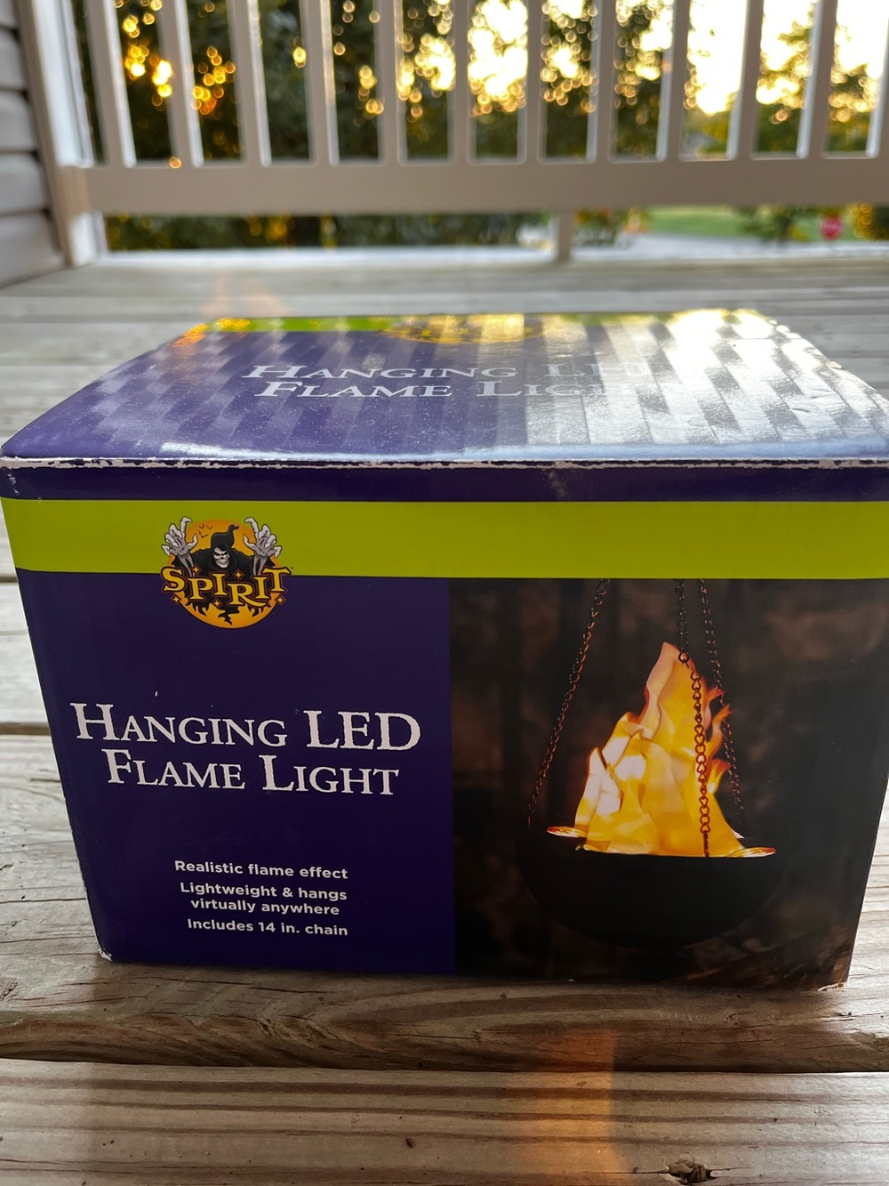 Spirit Halloween NIB Hanging LED Flame Light Realistic Lightweight Indoor Use